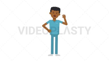 Black Male Nurse Waving Stock Animation