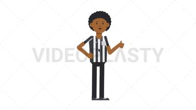 Black Male US Referee Approve Stock Animation