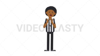 Black Male US Referee Clapping Stock Animation