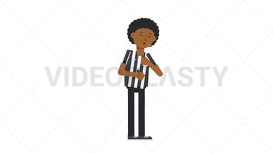 Black Male US Referee Coughing Stock Animation