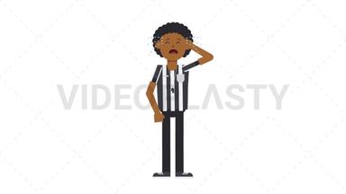 Black Male US Referee Crying Stock Animation