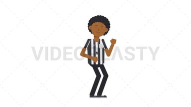 Black Male US Referee Dancing Stock Animation