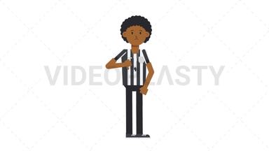 Black Male US Referee Disapprove Stock Animation