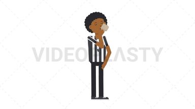 Black Male US Referee Drinking Coffee Stock Animation