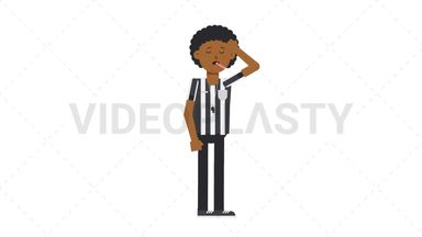 Black Male US Referee Fever Stock Animation