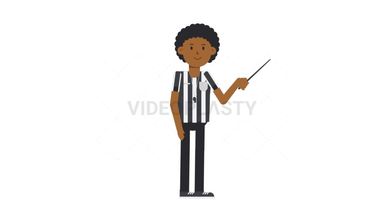Black Male US Referee Holding Pointer Stick Stock Animation