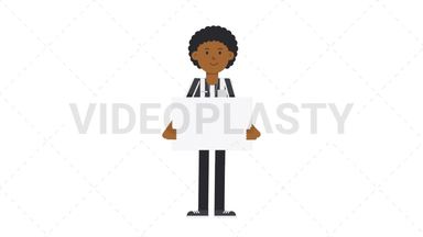 Black Male US Referee Holding Poster Stock Animation