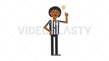 Black Male US Referee Idea Stock Animation