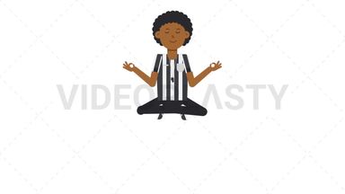 Black Male US Referee Meditate Stock Animation