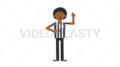 Black Male US Referee Pointing Above Stock Animation
