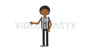 Black Male US Referee Pointing Left Stock Animation