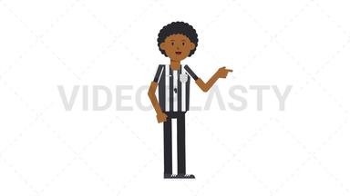 Black Male US Referee Pointing Right Stock Animation