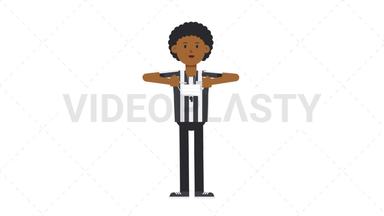Black Male US Referee Putting on Face Mask  Stock Animation