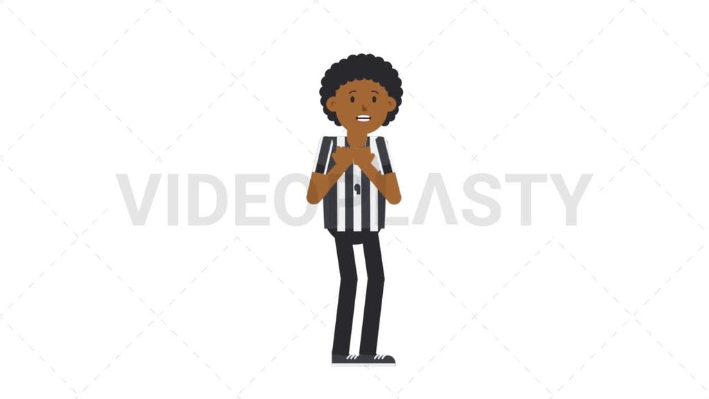 Black Male US Referee Scared [Royalty-Free Stock Animation] | VideoPlasty