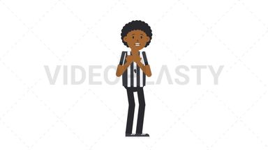 Black Male US Referee Scared Stock Animation