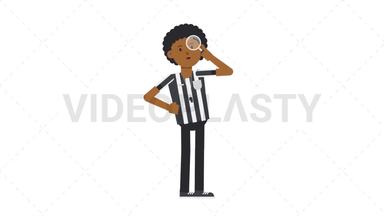 Black Male US Referee Searching with a Magnifying Glass Stock Animation
