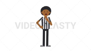 Black Male US Referee Shortness of Breath Stock Animation