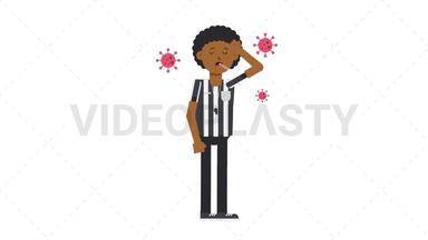 Black Male US Referee Sick with Covid Stock Animation
