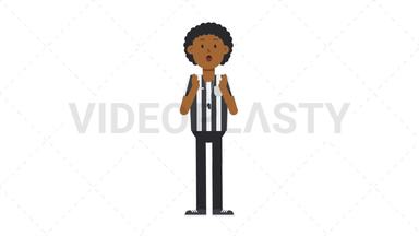 Black Male US Referee Surprised Stock Animation