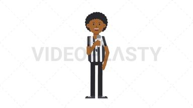 Black Male US Referee Talking on Microphone Stock Animation