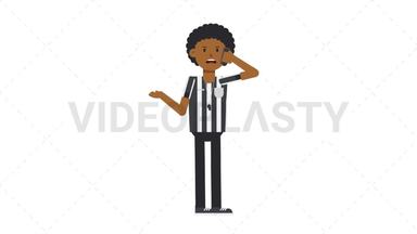 Black Male US Referee Talking on the Phone Angry Stock Animation