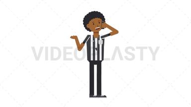Black Male US Referee Talking on the Phone Happy Stock Animation