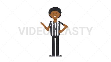 Black Male US Referee Talking Stock Animation
