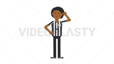 Black Male US Referee Thinking Stock Animation