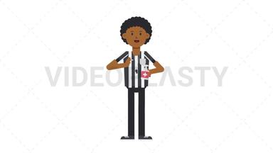 Black Male US Referee Using Disinfectant Spray Stock Animation