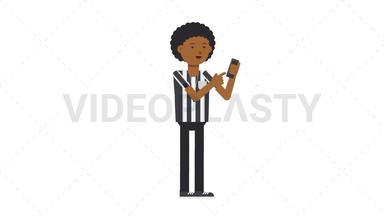 Black Male US Referee Using Phone Stock Animation