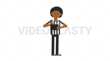 Black Male US Referee Using Tablet Happy Stock Animation