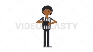 Black Male US Referee Using Tablet Sad Stock Animation