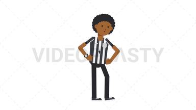 Black Male US Referee Waiting Stock Animation