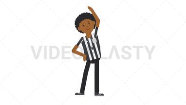 Black Male US Referee Warmup Exercise Stock Animation