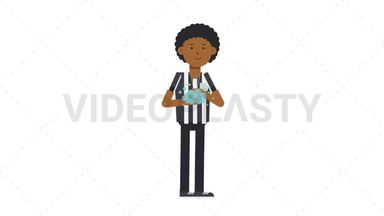 Black Male US Referee Washing hands Stock Animation