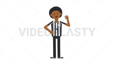 Black Male US Referee Waving Stock Animation