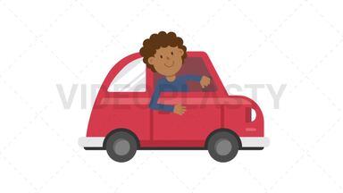 Black Man Driving Car Stock Animation