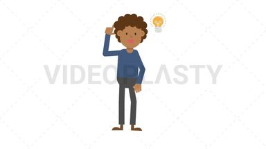 Black Man Getting an Idea Stock Animation