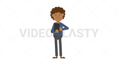 Black Man Playing with Tablet Stock Animation