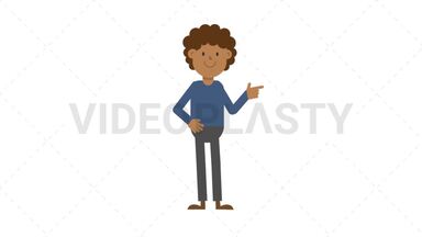 Black Man Pointing to the Right Stock Animation