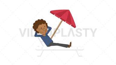 Black Man Relaxing on the Beach Stock Animation