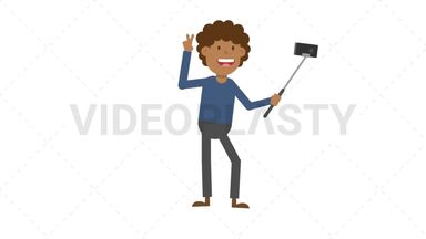 Black Man Taking a Selfie Stock Animation
