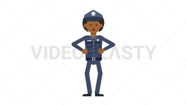 Black Policeman Angry Stock Animation