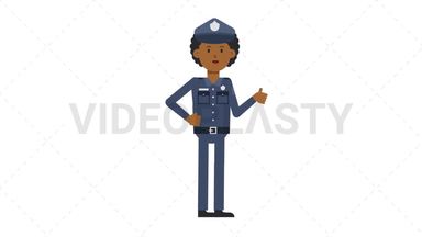 Black Policeman Approve Stock Animation