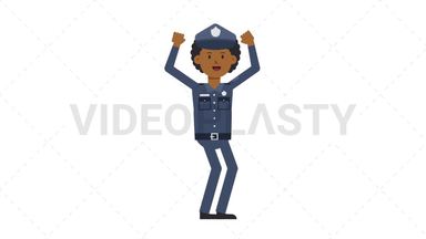 Black Policeman Cheer Stock Animation