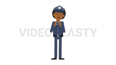 Black Policeman Clapping Stock Animation