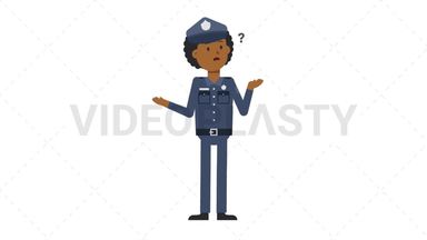 Black Policeman Confused Stock Animation