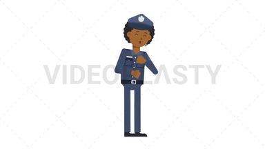 Black Policeman Coughing Stock Animation