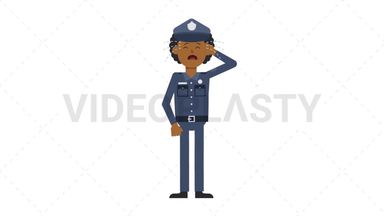 Black Policeman Crying Stock Animation