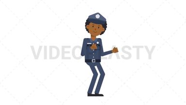 Black Policeman Dancing Stock Animation